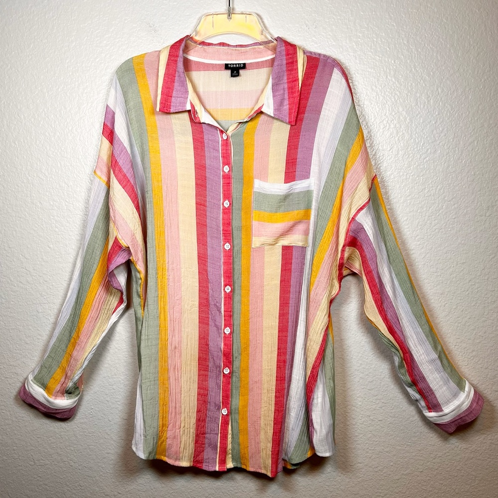 Torrid Striped Button Down Top
